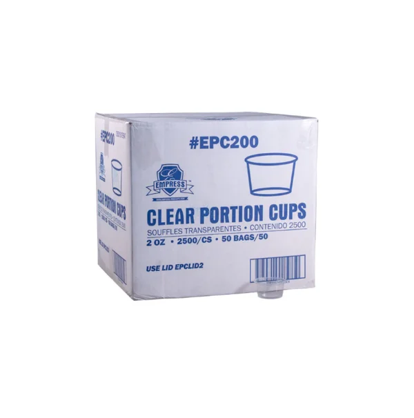 CUP CLEAR PLASTIC PORTION 2-OZ. (50/50)PCS 1/2500 BOX