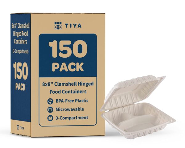 CONTAINER 8X8 PLASTIC WHITE 1-COM, (2/75)PCS 1/150 BOX