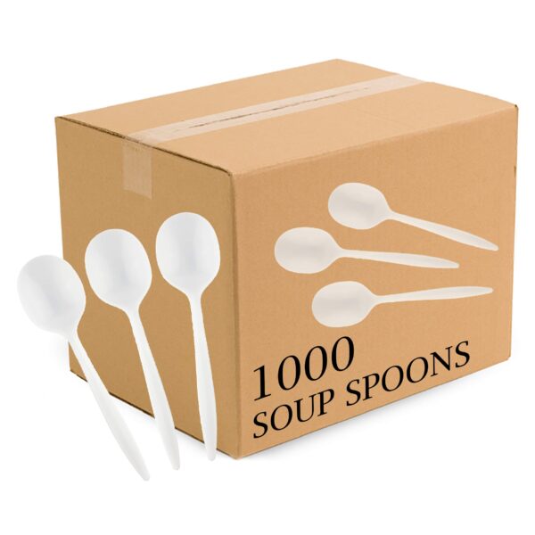SPOONS SOUP PLASTIC HEAVY WHITE (10/100)PCS 1/1000 BOX